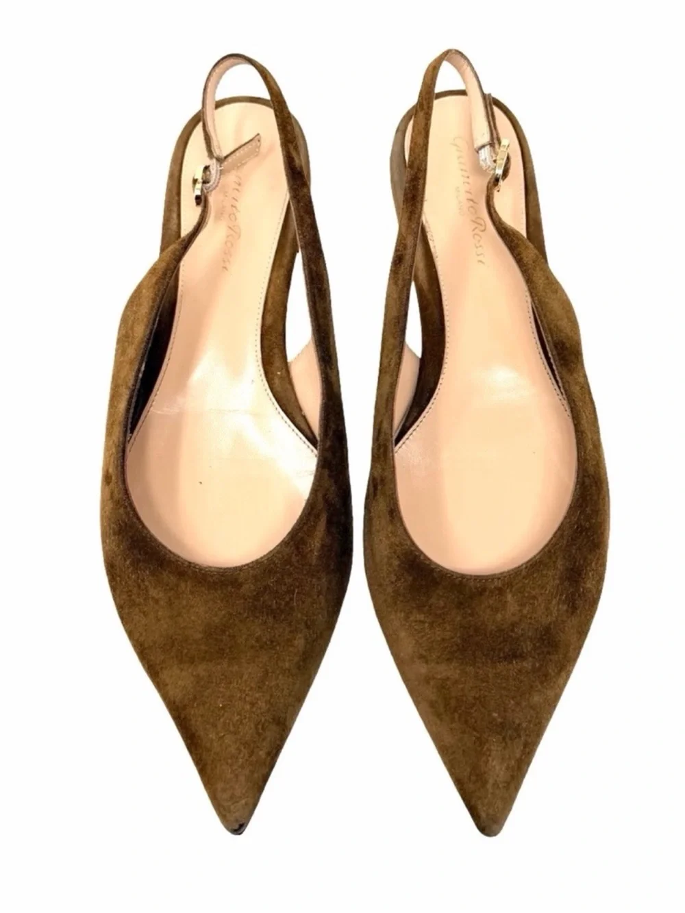 Gianvito Rossi Robbie 05 Slingback Flats Size IT 39.5 Brown Suede Quiet Luxury